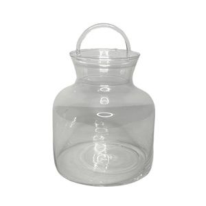 European Style Hand Blown Glass Round Apothecary Jar Arch Top Handle Delicate